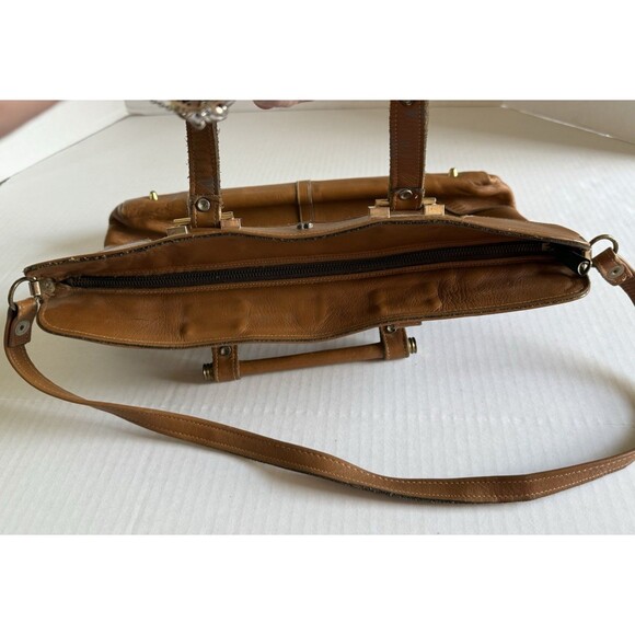 Vintage Jean Fogel Paris Rooster logo Tan Double Strap Handbag Purse 1970s HTF - Picture 13 of 16